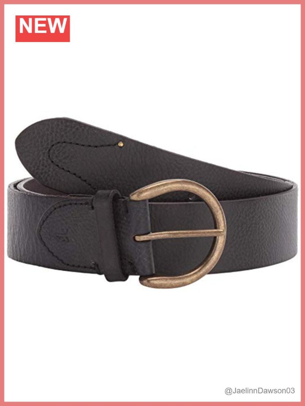 40mm Leather Campus Belt Stitch Detail Antique Brass Harness Buckle